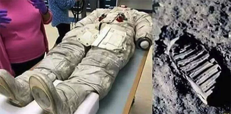 Sobre estas líneas, la foto que muchos usan para intentar desacreditar la misión, junto a la famosa huella de Aldrin.